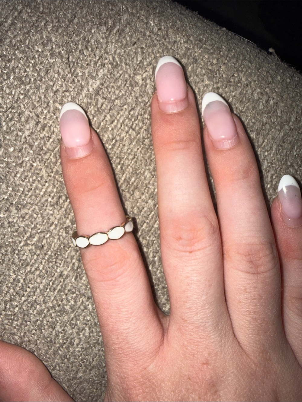 Women's White Enamel Stacking Ring in Gold Tone